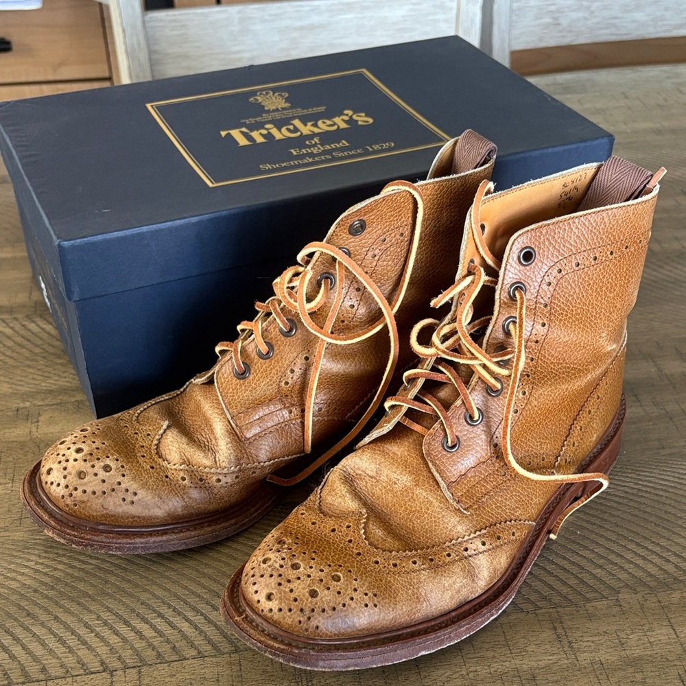 Tricker's Women's Tan Brogue Leather Boots